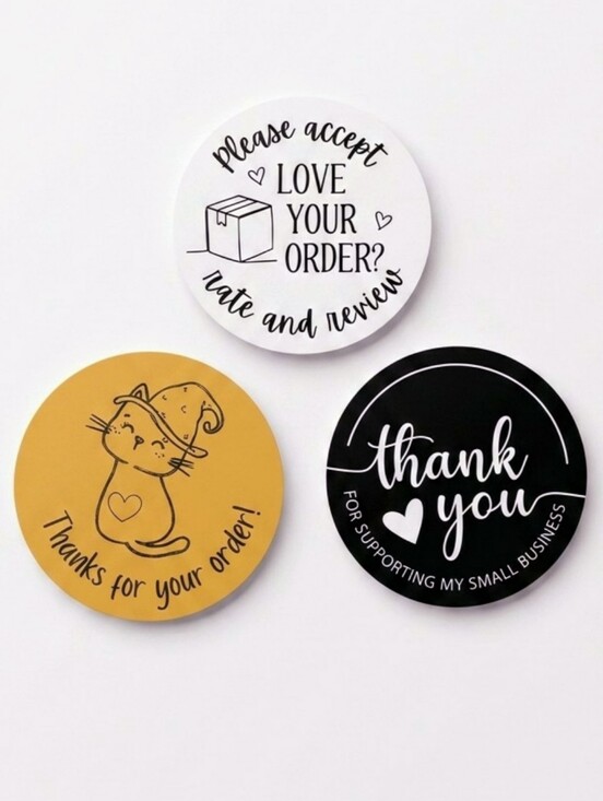 vixen676 Other - 3/$15 50pc Halloween Thank You Stickers Cat Shipping Small Business Set